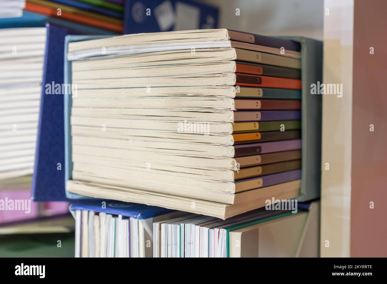 Stack of books stored as Education and business concept Stock Photo Alamy