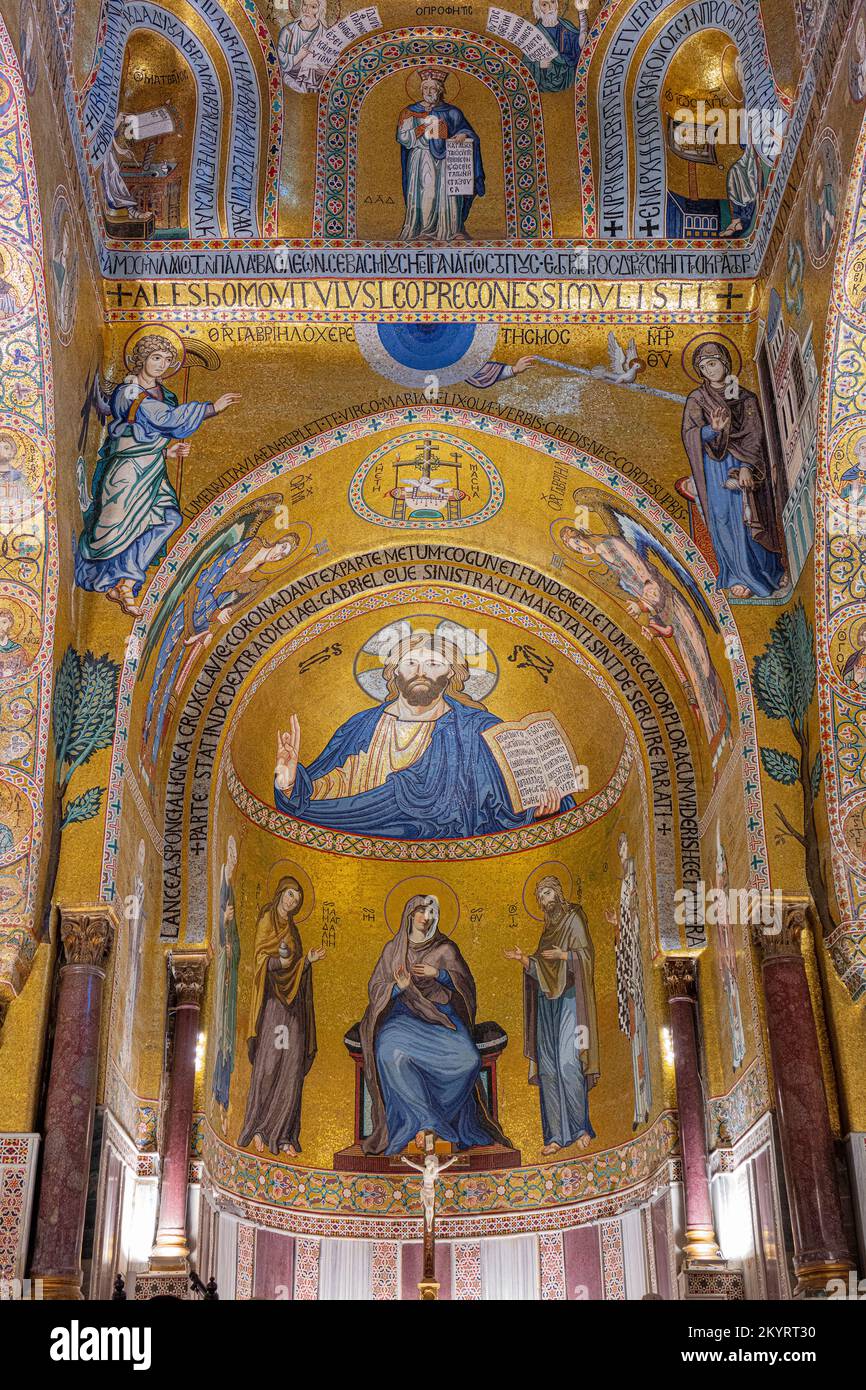 Christian mosaic in the Palazzo dei Normanni in Palermo. Stock Photo