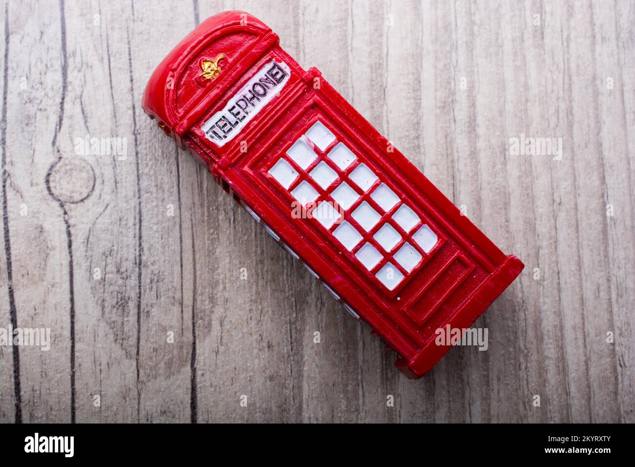 Red telepphone booth on a grey background Stock Photo
