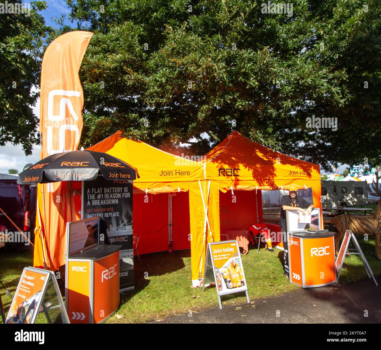 EXETER, DEVON, UK - JULY 1, 2022 trade stand -  RAC join here Stock Photo