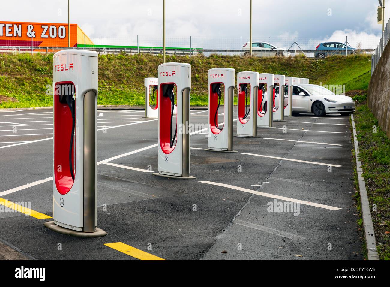 Charging stations for electric cars, Tesla charging stations, Zurich