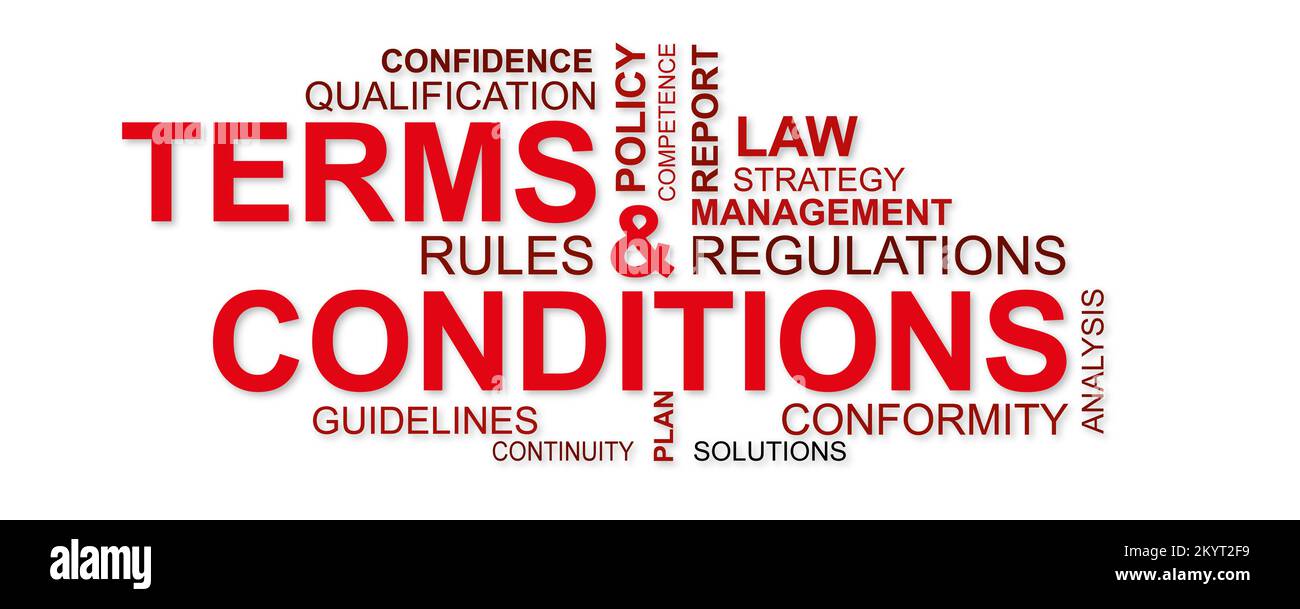 wordcloud for terms and conditions Stock Photo
