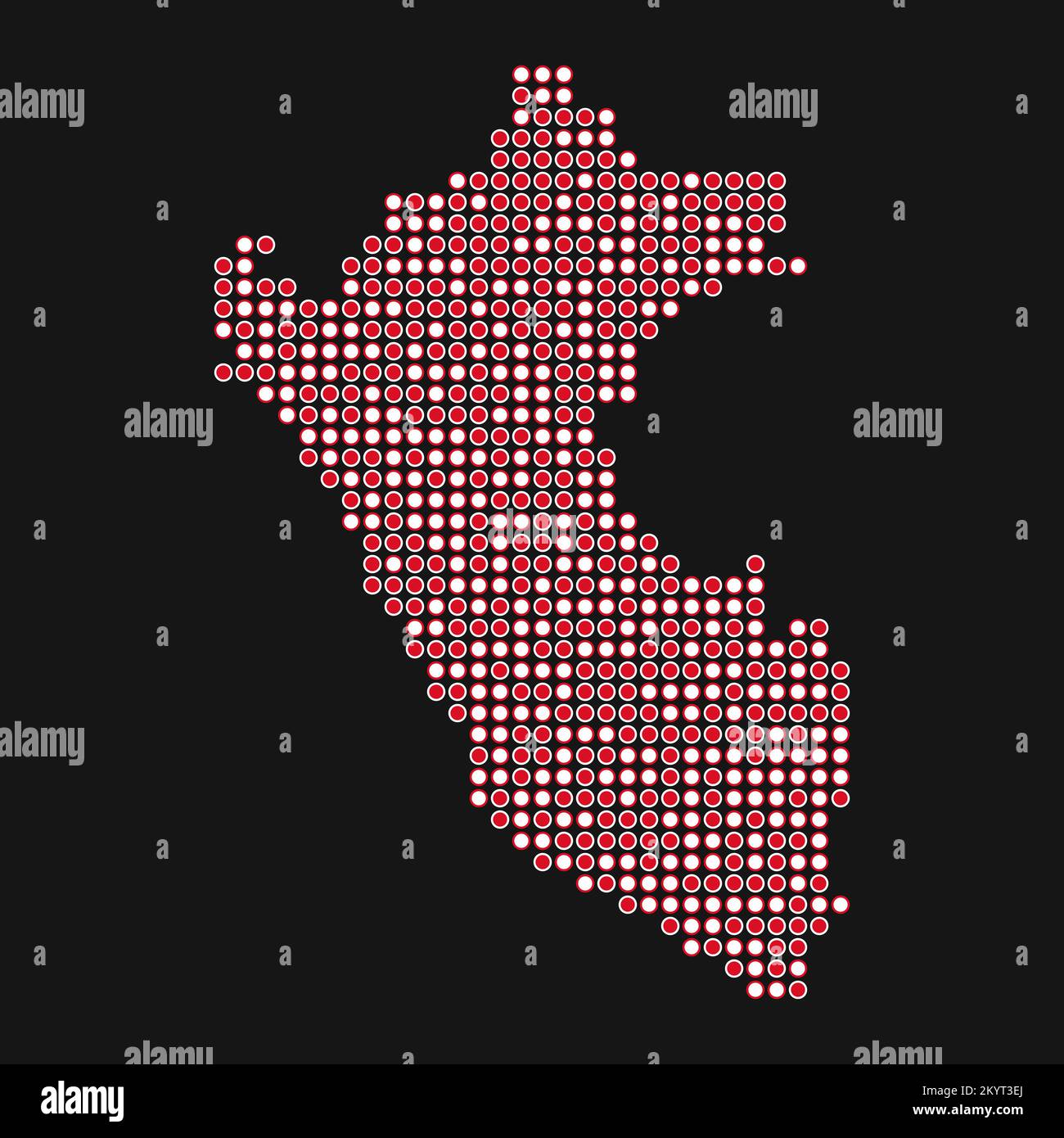 Peru Map Silhouette Pixelated generative pattern illustration Stock Vector