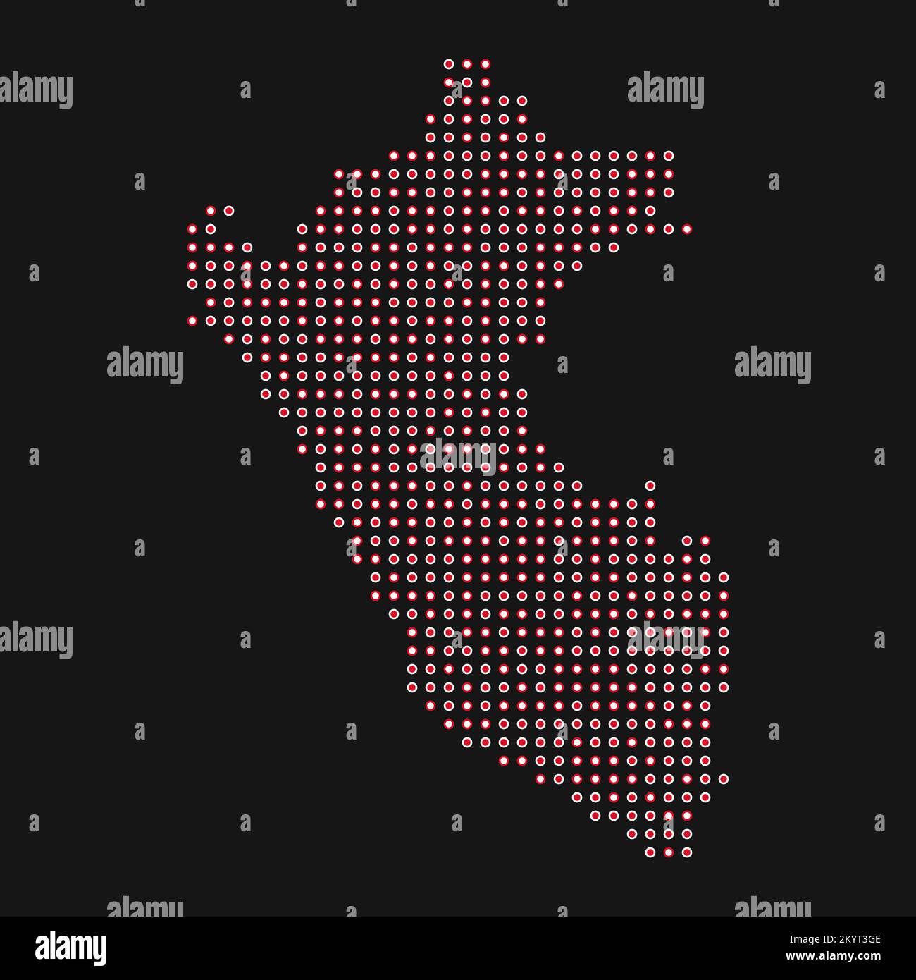 Peru Map Silhouette Pixelated generative pattern illustration Stock Vector