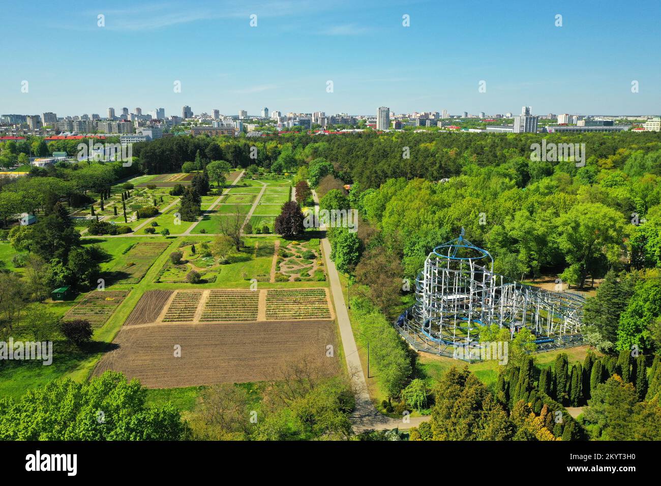 Top view of the spring Minsk Botanical Garden. Belarus Stock Photo