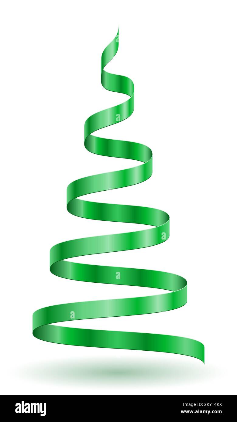 christmas and new year tree made of green ribbons vector illustration ...