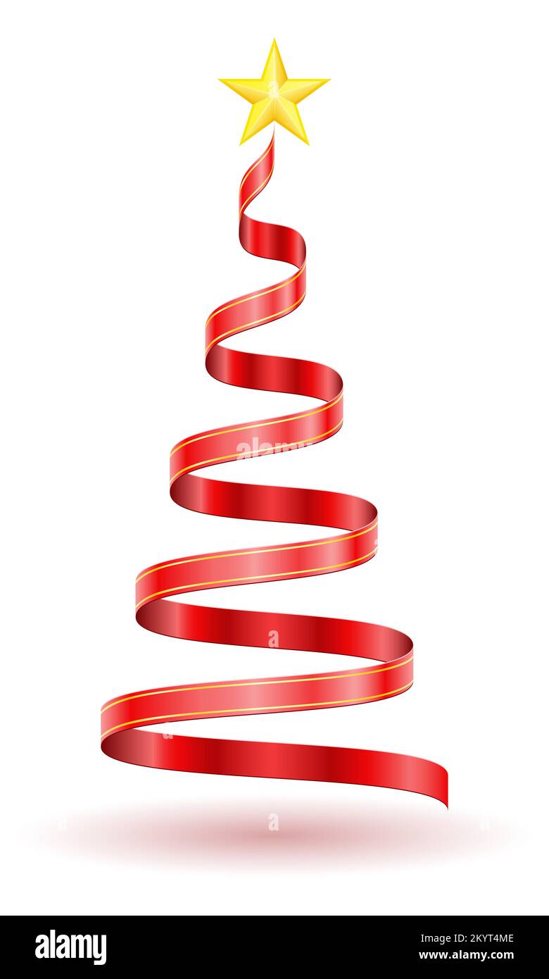 christmas and new year tree made of red ribbons vector illustration ...