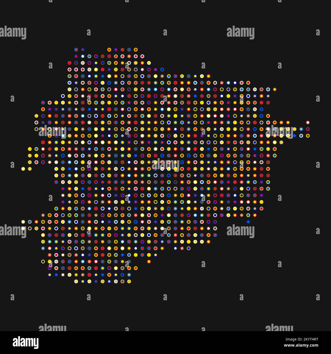 Andorra Map Silhouette Pixelated generative pattern illustration Stock