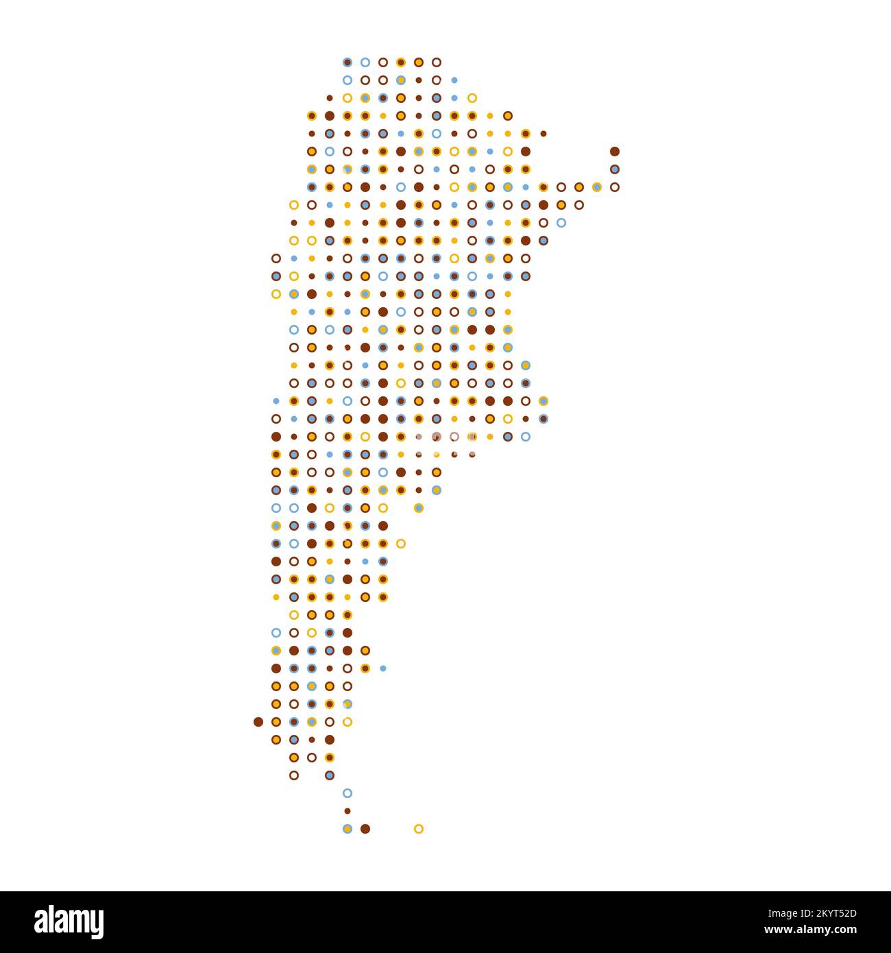 Argentina Map Silhouette Pixelated generative pattern illustration Stock Vector