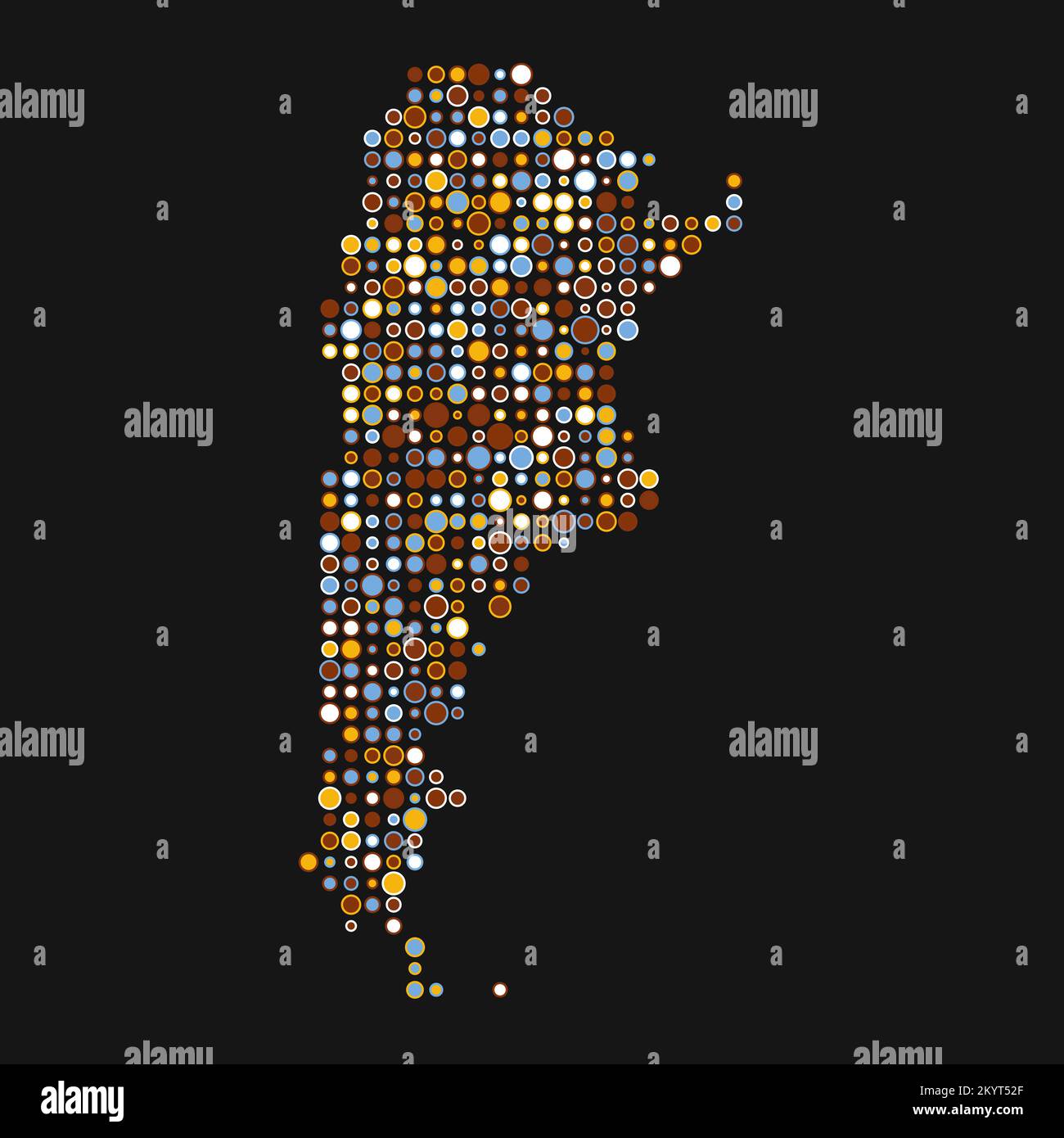 Argentina Map Silhouette Pixelated generative pattern illustration Stock Vector