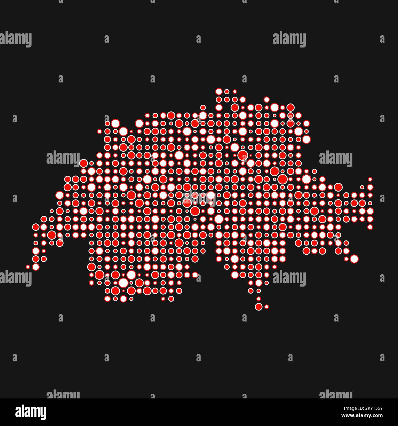 Switzerland Map Silhouette Pixelated generative pattern illustration Stock Vector