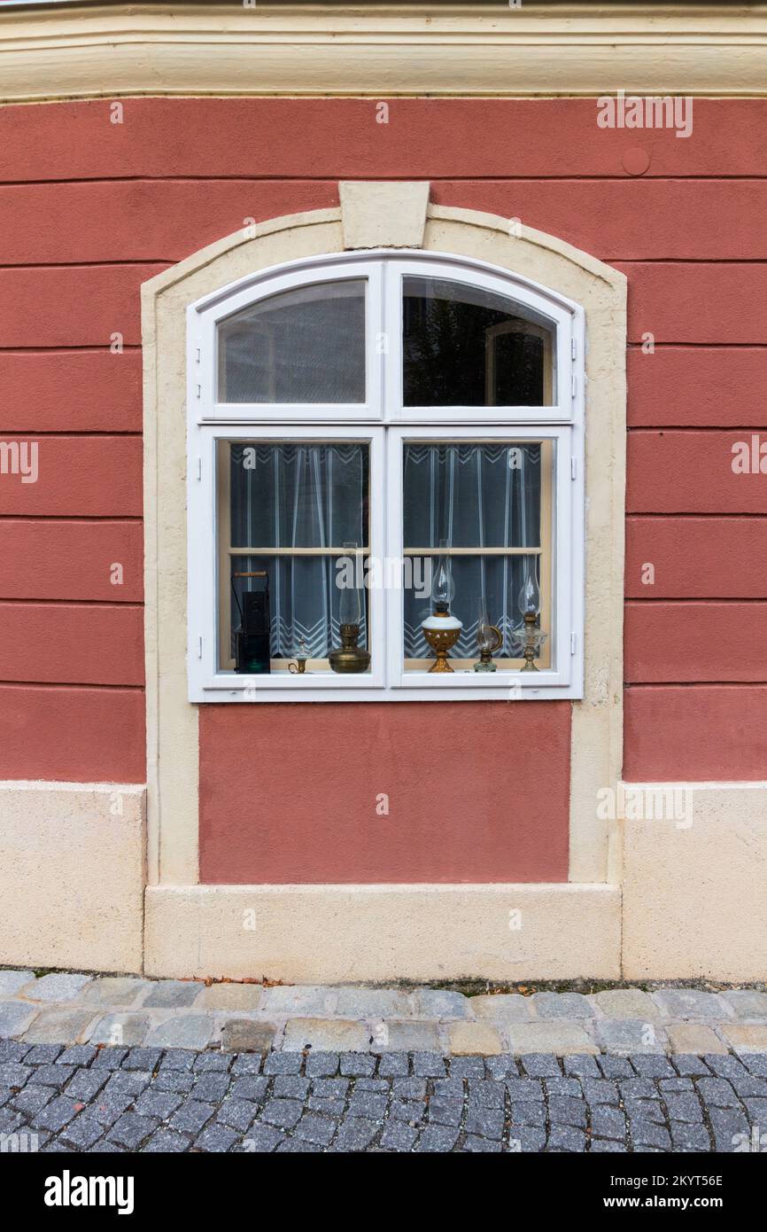 Window of Railway lamps gallery, Sopron, Hungary Stock Photo
