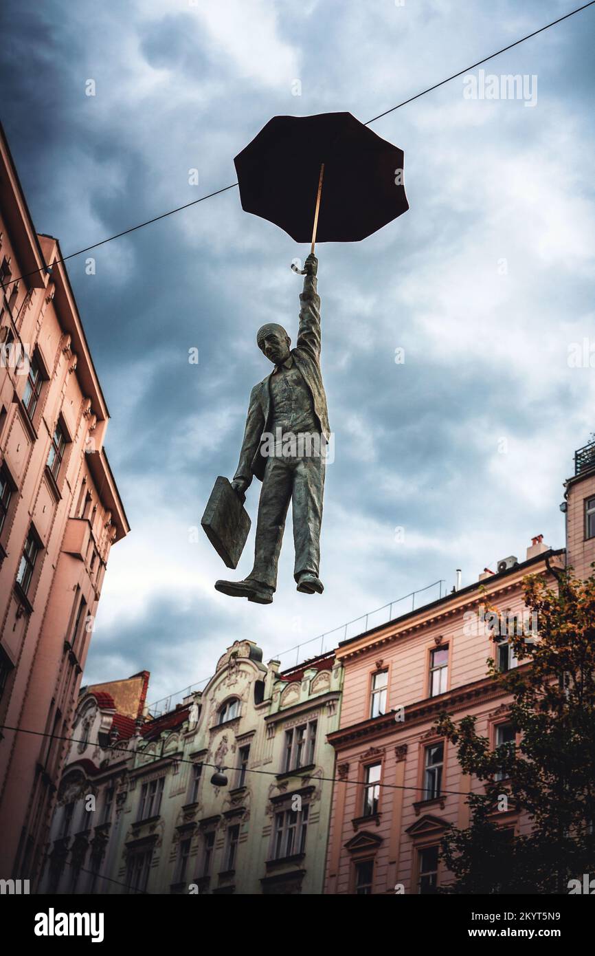 Sculpture of the Umbrella Man in Prague, Czech Republic Stock Photo Alamy