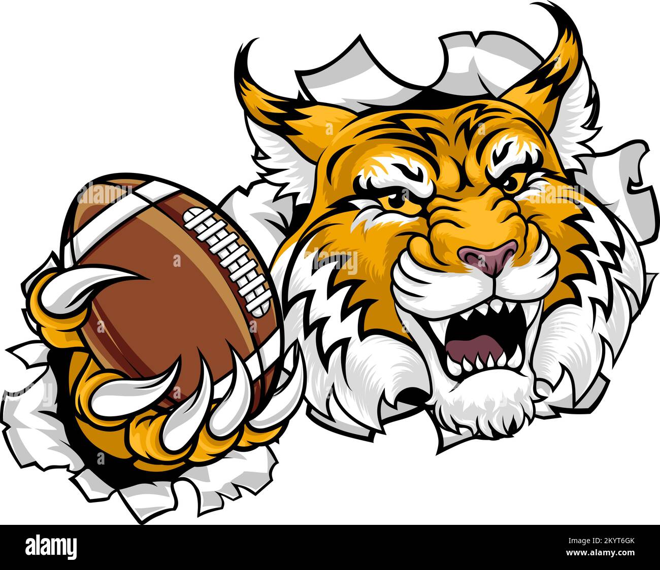 Wildcat Bobcat American Football Sport Team Mascot Stock Vector