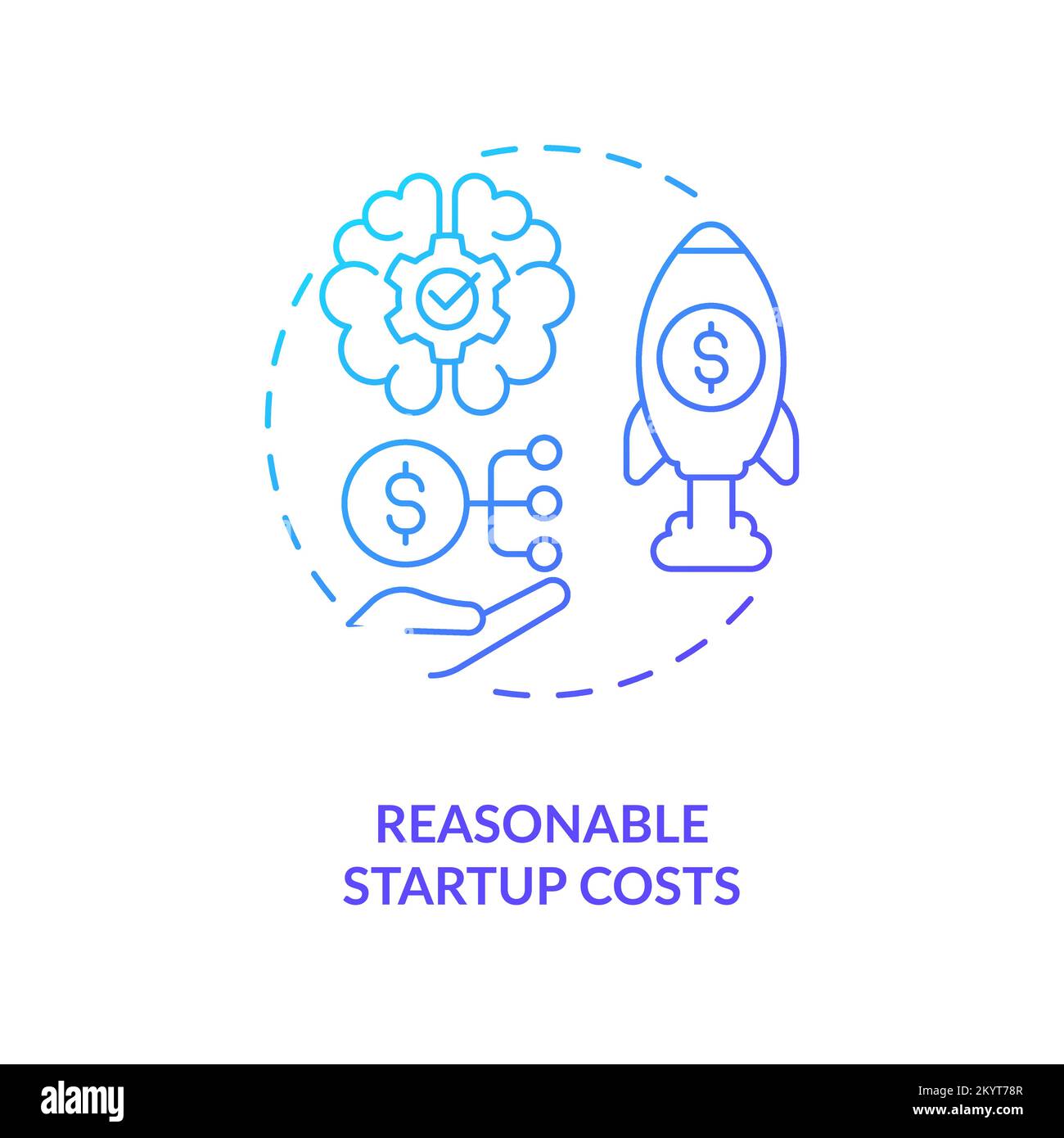 Reasonable startup costs blue gradient concept icon Stock Vector Image ...
