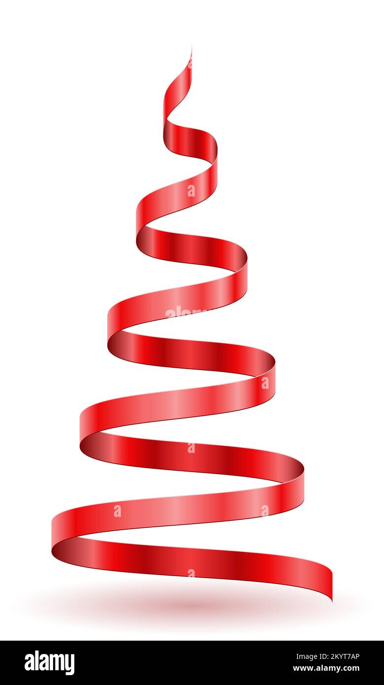 christmas and new year tree made of red ribbons vector illustration ...