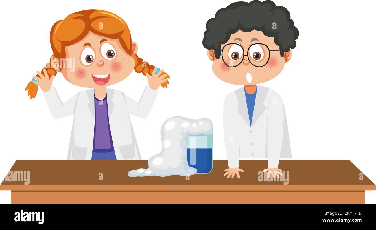 Student doing science experiment illustration Stock Vector