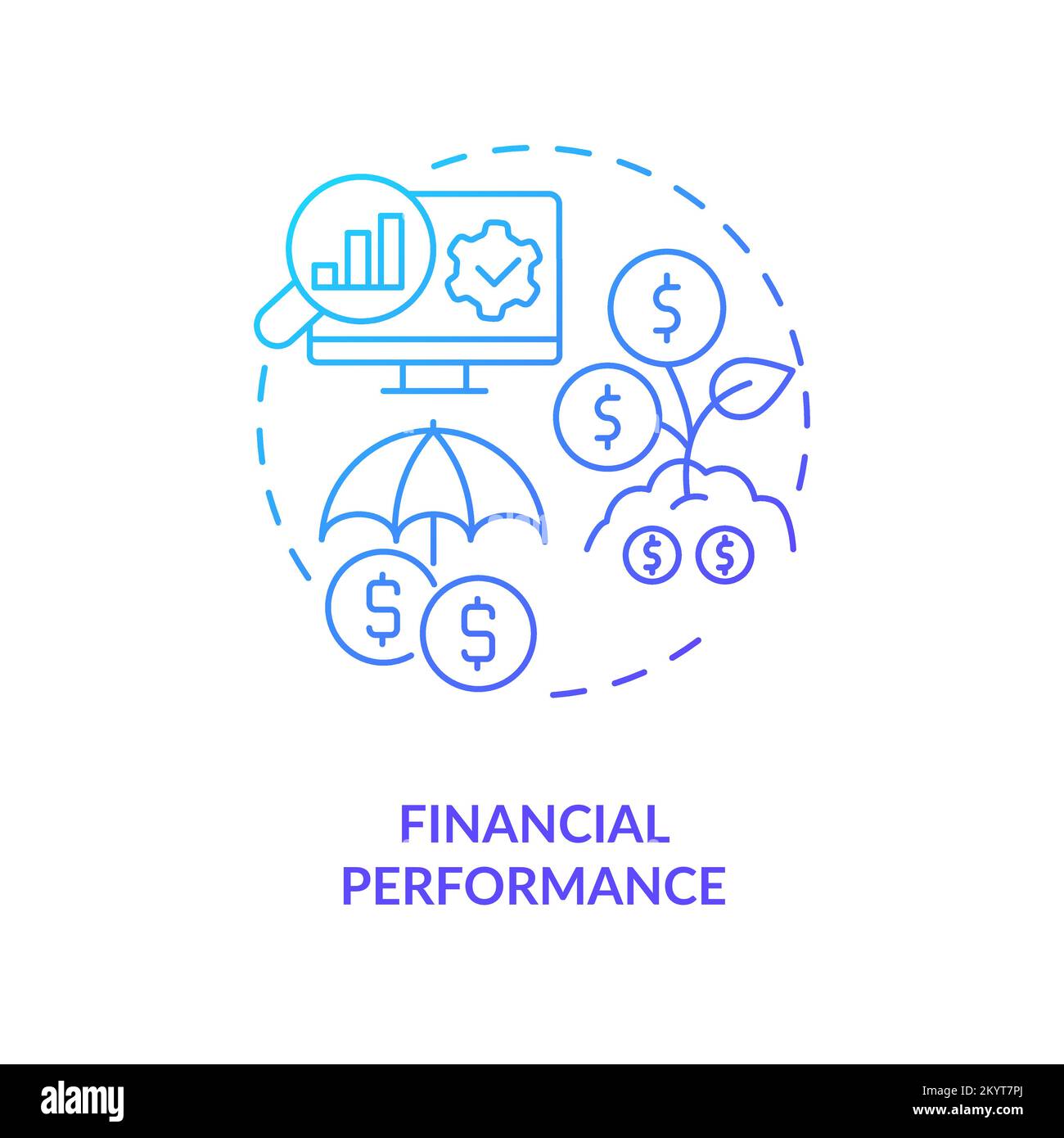 Financial performance blue gradient concept icon Stock Vector