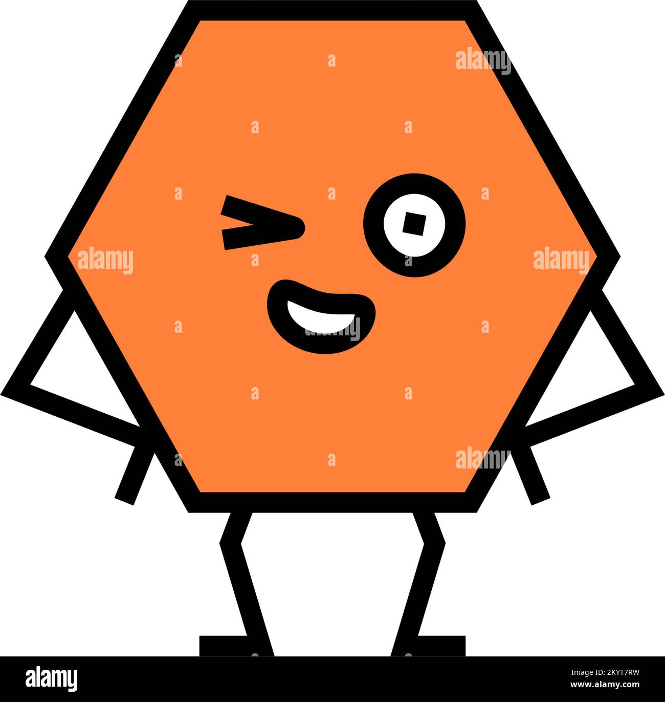 hexagon geometric shape character color icon vector illustration Stock