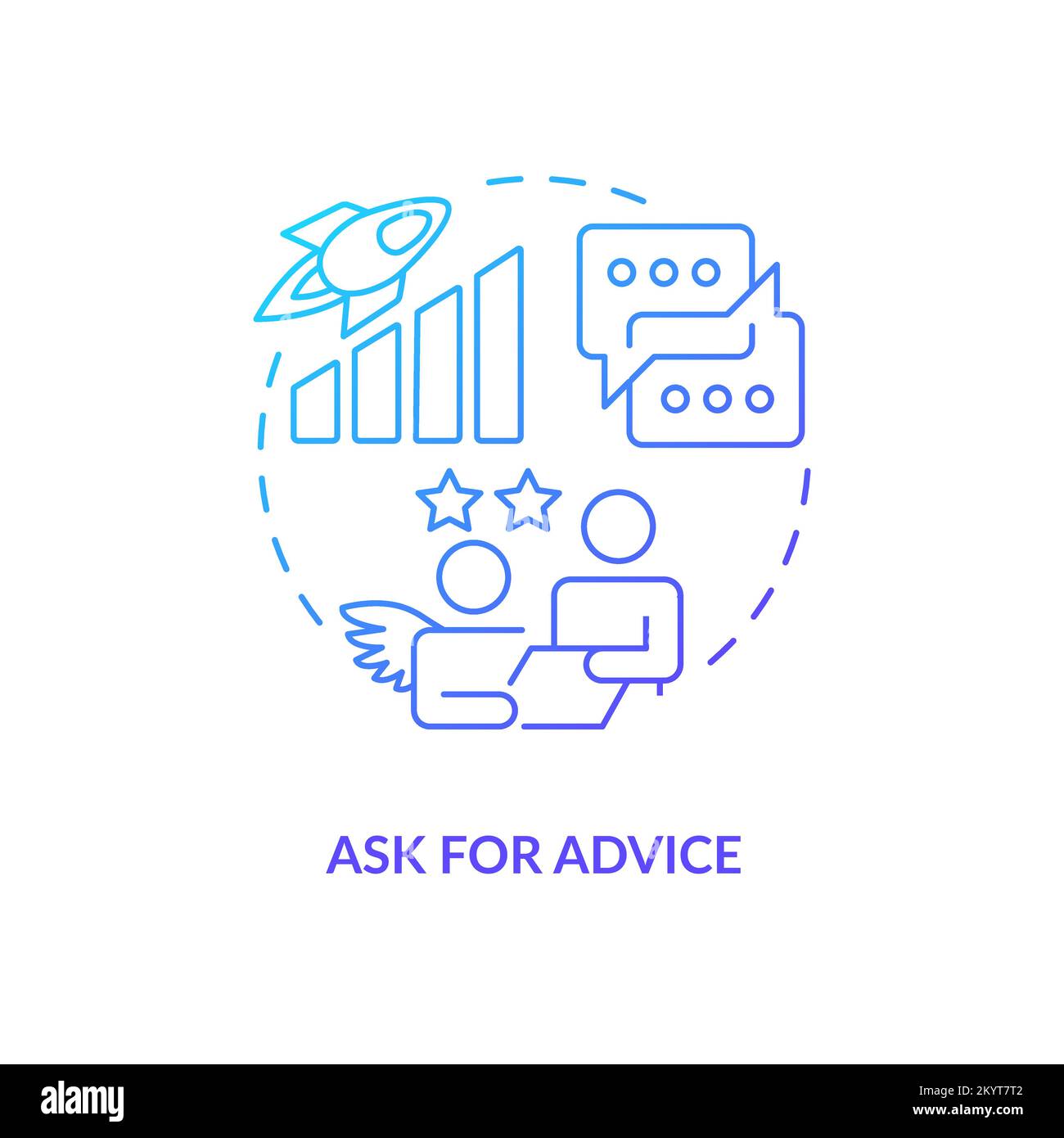 Ask for advice blue gradient concept icon Stock Vector
