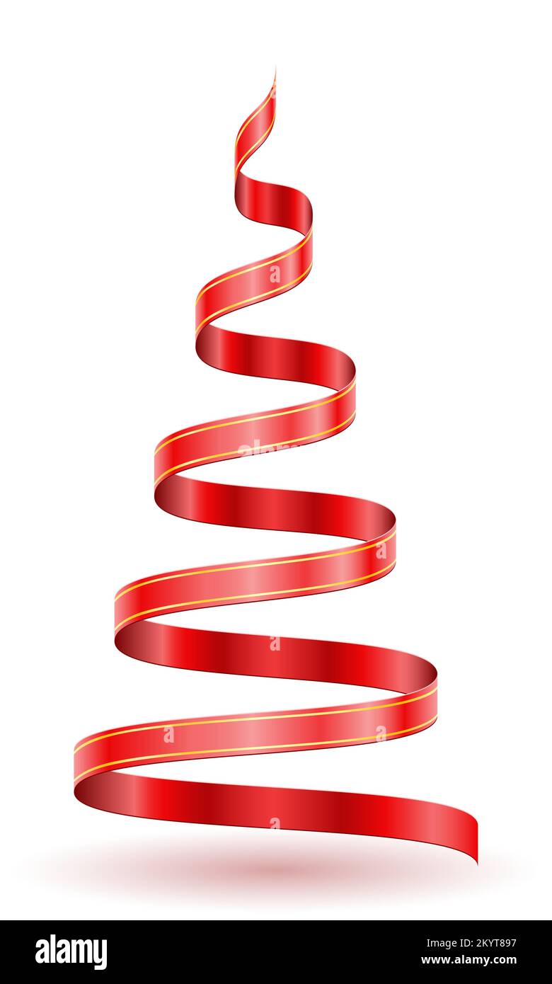 christmas and new year tree made of red ribbons vector illustration ...