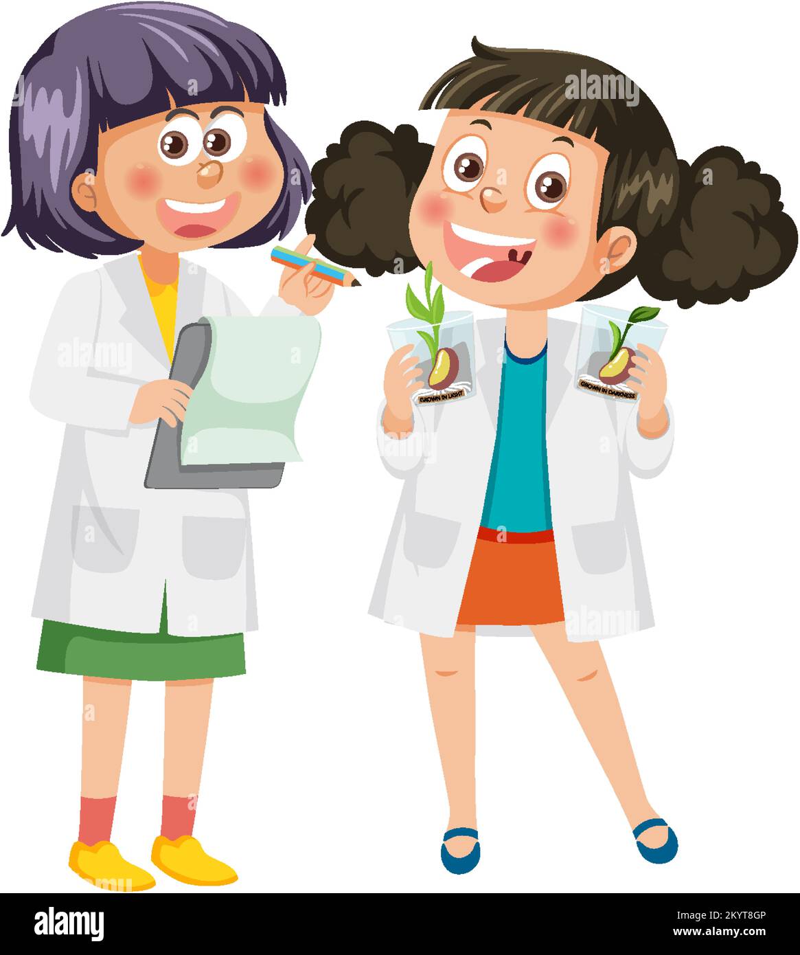 Scientist kids doing science experiment illustration Stock Vector