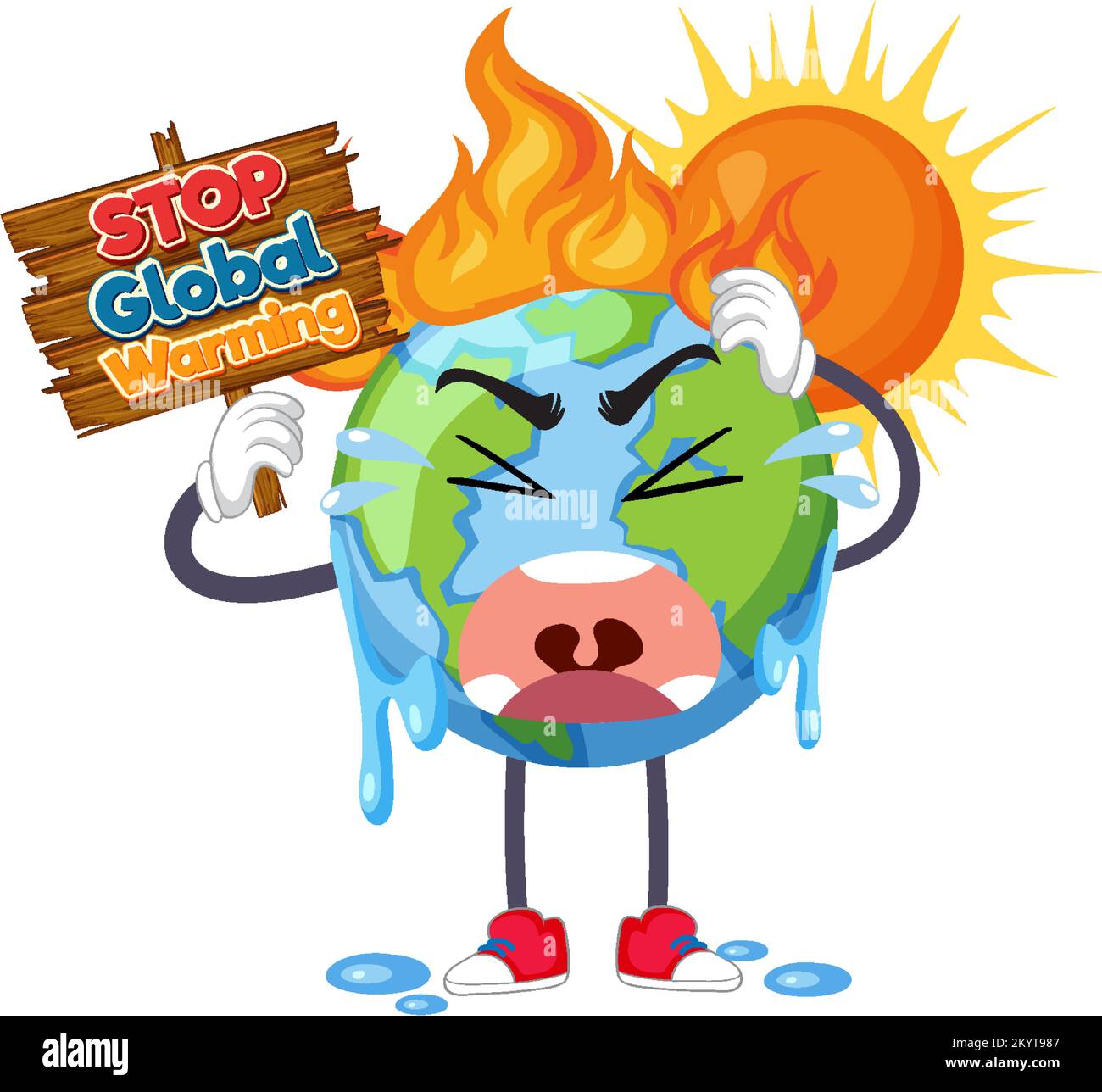 Stop global warming vector concept illustration Stock Vector Image ...