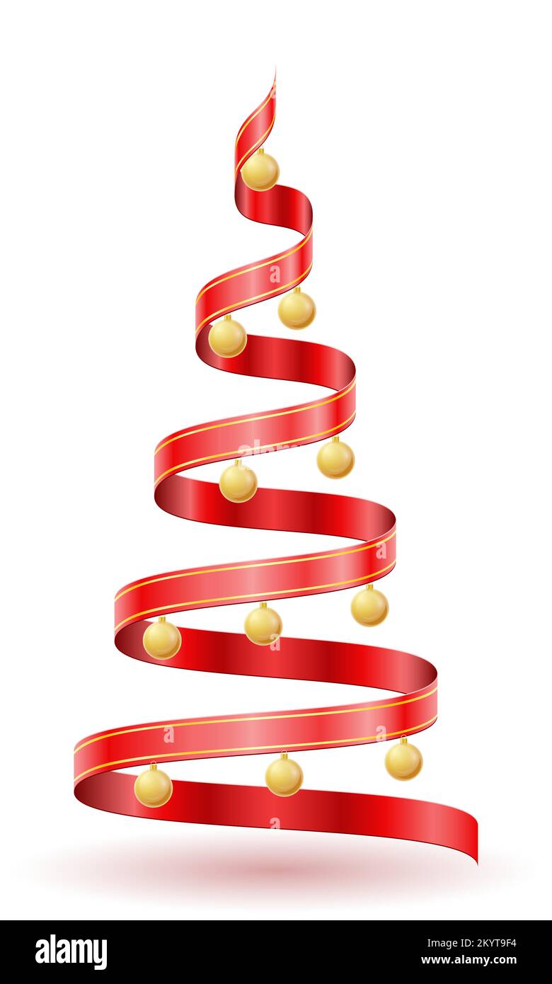 christmas and new year tree made of red ribbons vector illustration ...