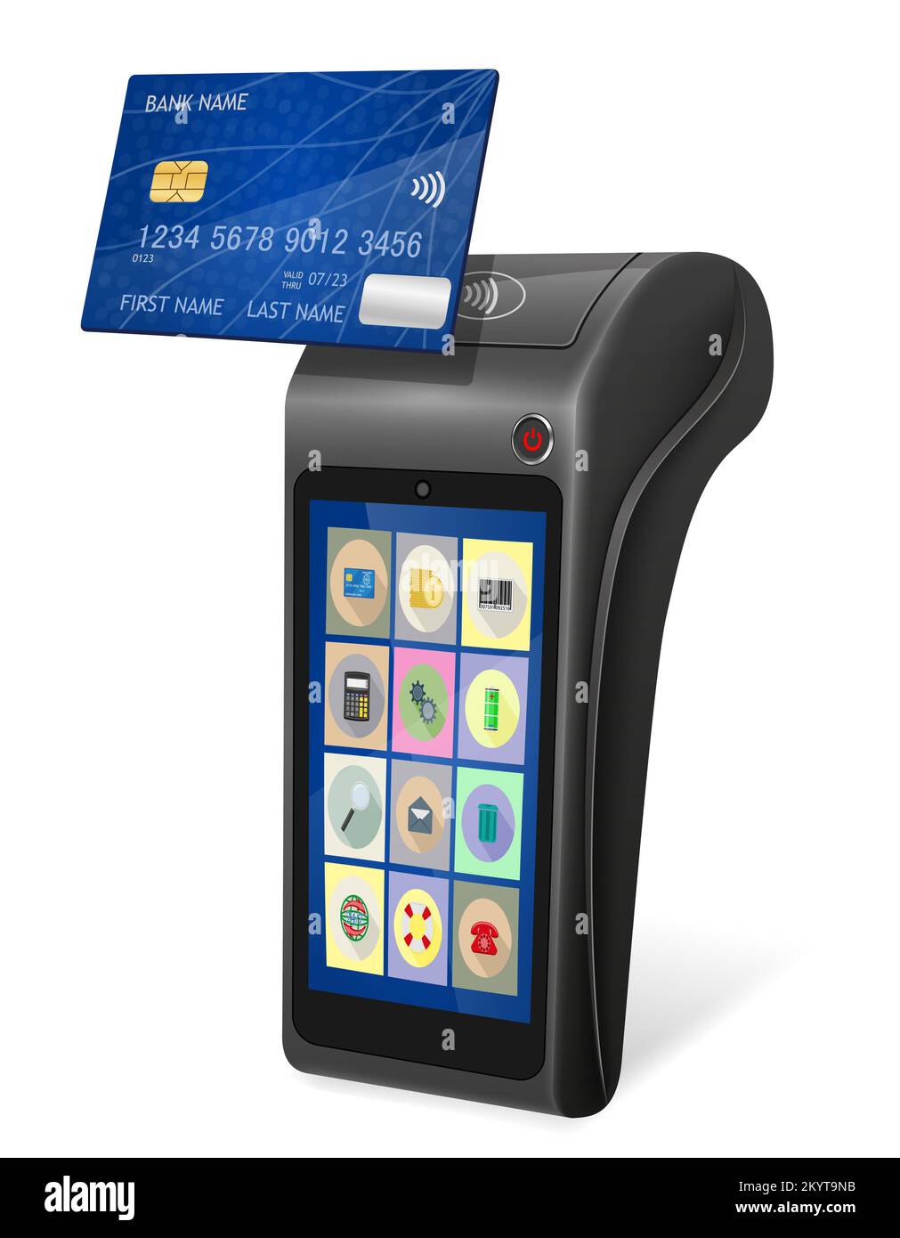 pos terminal for contactless payment for products and services vector ...