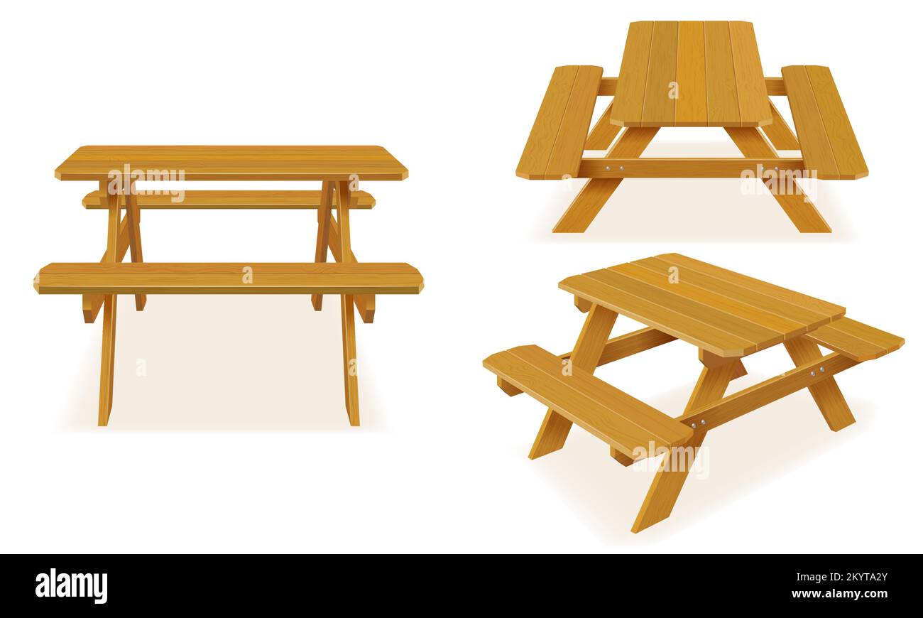 benches with a picnic table in the garden or park vector illustration isolated on white background Stock Vector