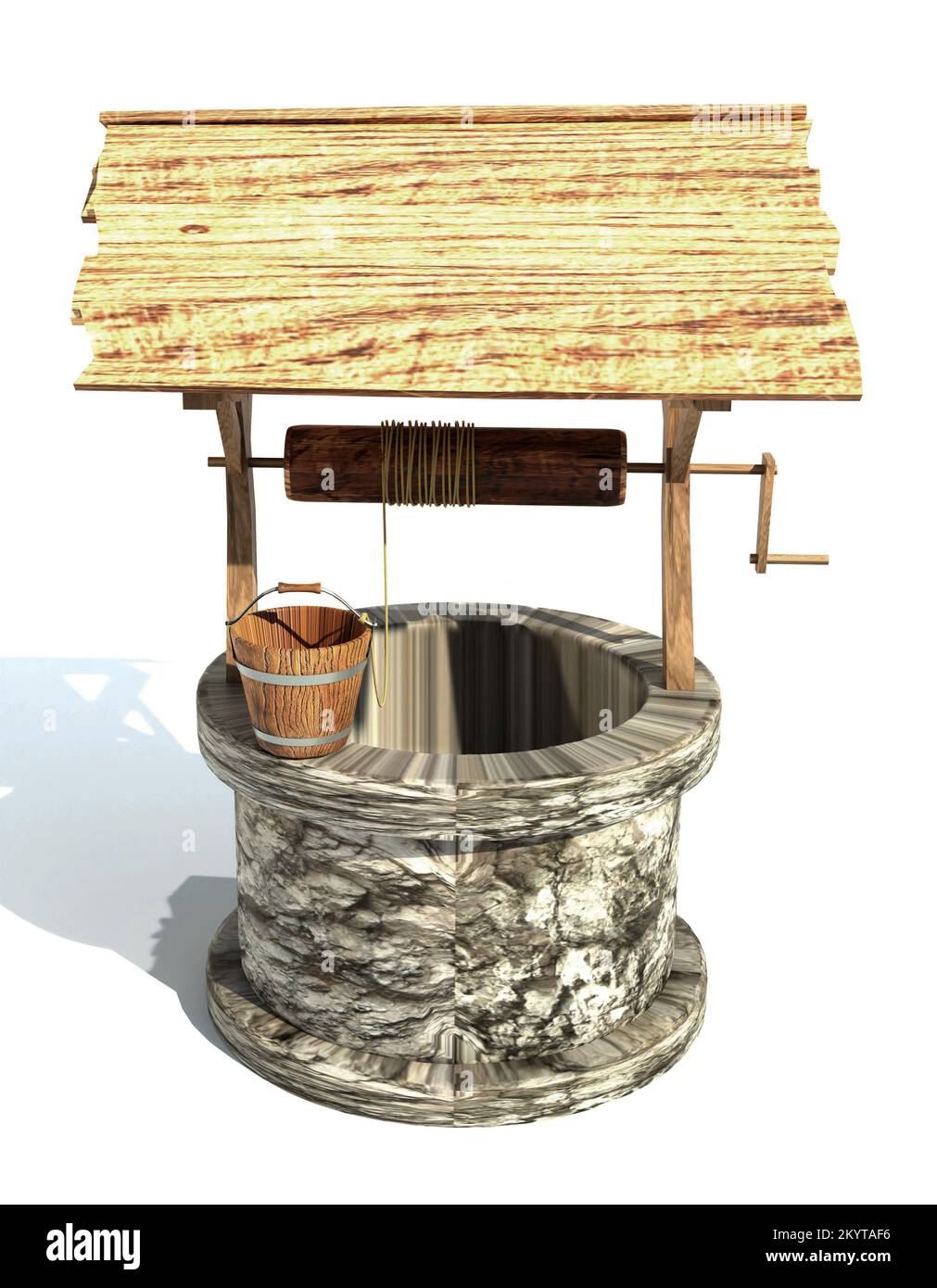 retro old stone water well 3d render illustration isolated on white ...