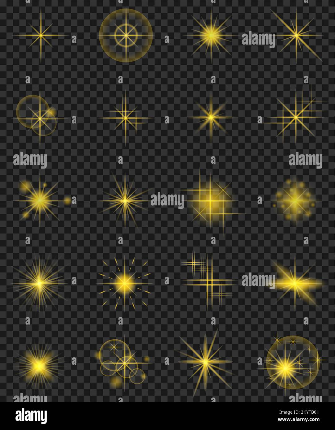 shining stars with glow effect and sparks vector illustration isolated ...