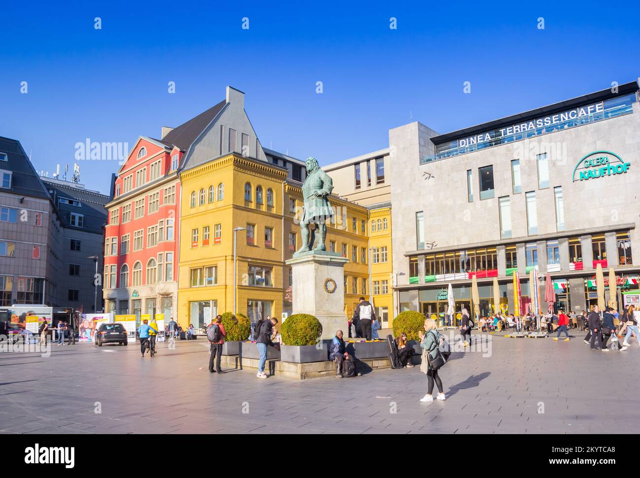 Statue of Handel on the market square of Halle, Germany Stock Photo