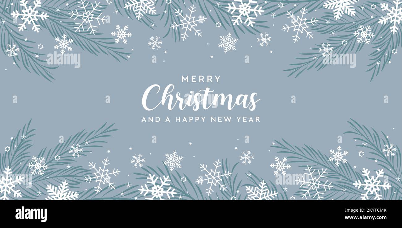christmas winter background landscape fir branches border with snowfall ...