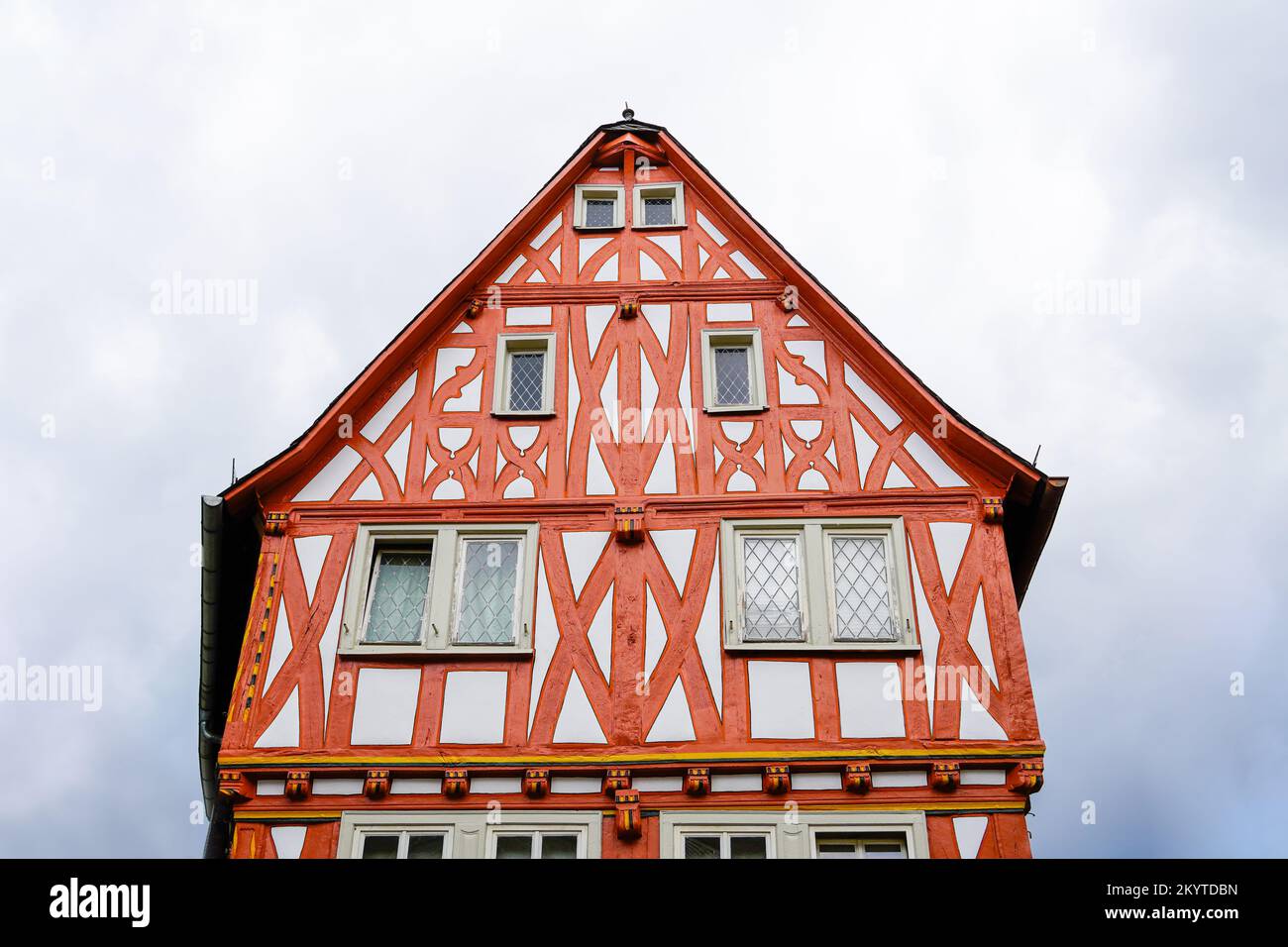 Facade of an old half-timbered house in Limburg an der Lahn. Stock Photo
