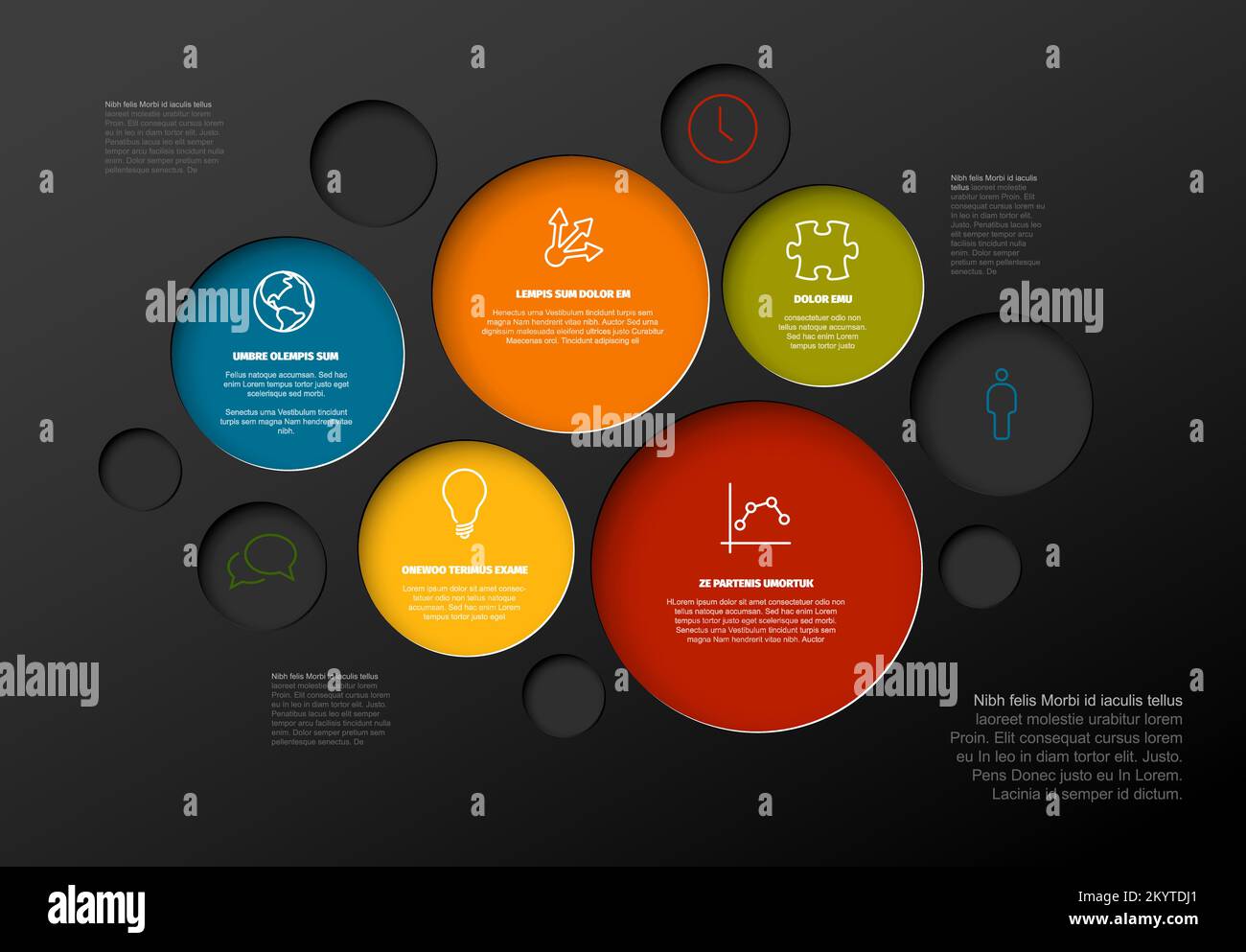 Vector dark minimalist colorful Infographic report template with color ...