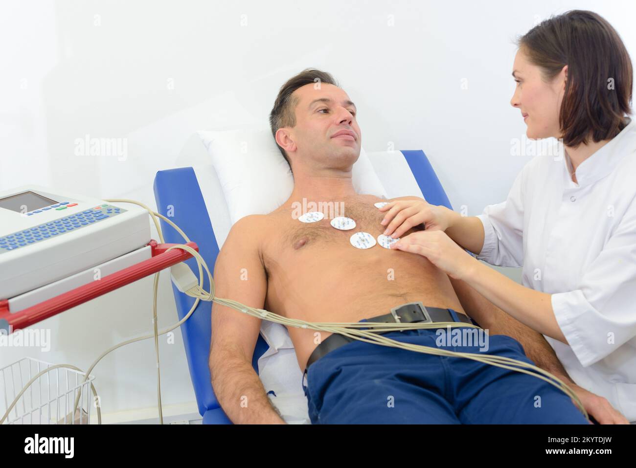 a nurse during chest examination procedure Stock Photo Alamy