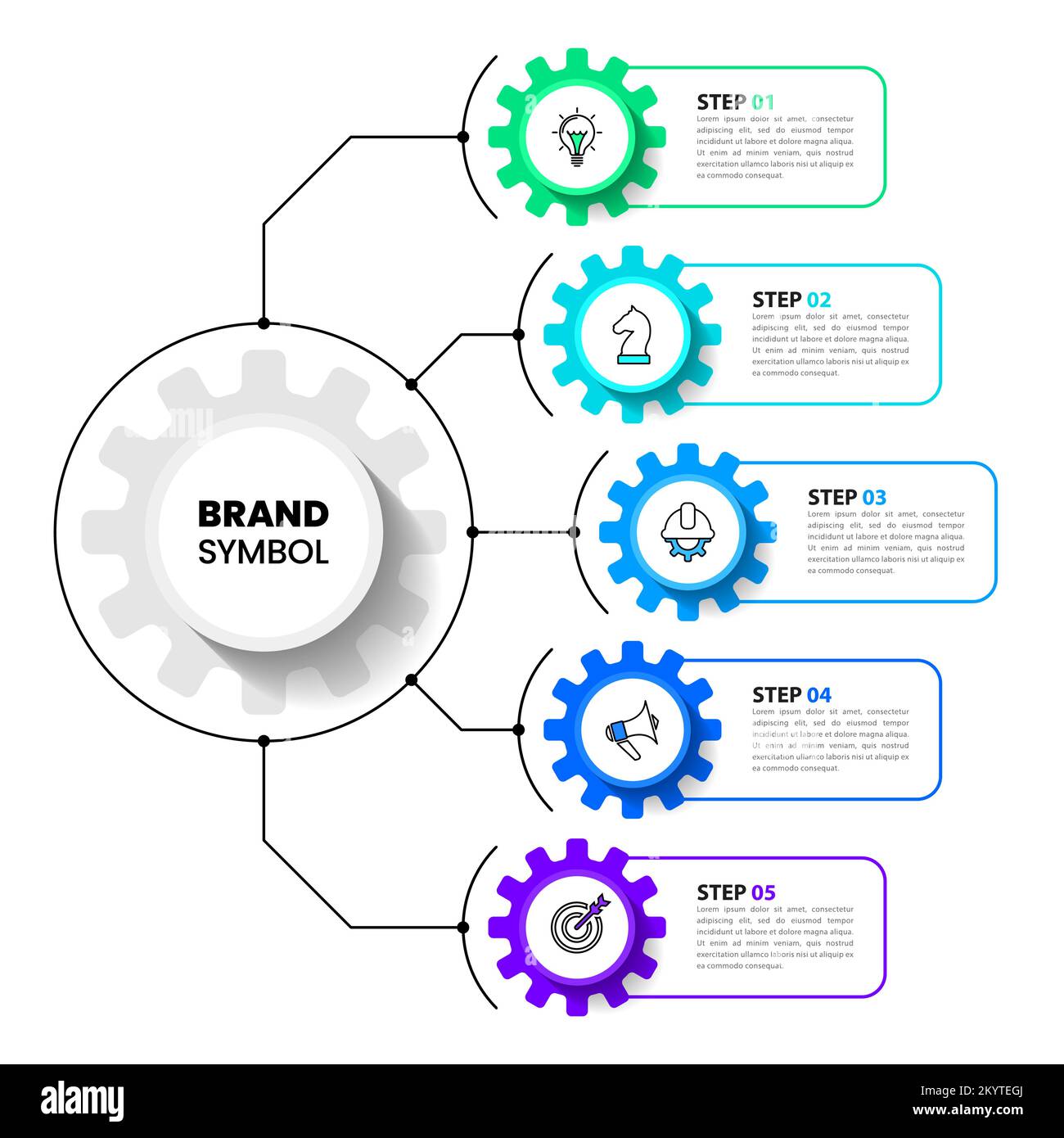 Infographic template with icons and 5 options or steps. Gears. Can be ...
