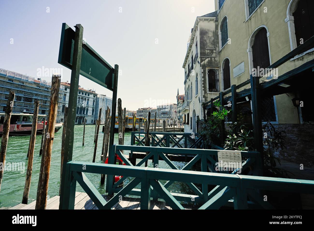 Wooden gondola dock, Venice, Italy Stock Photo - Alamy