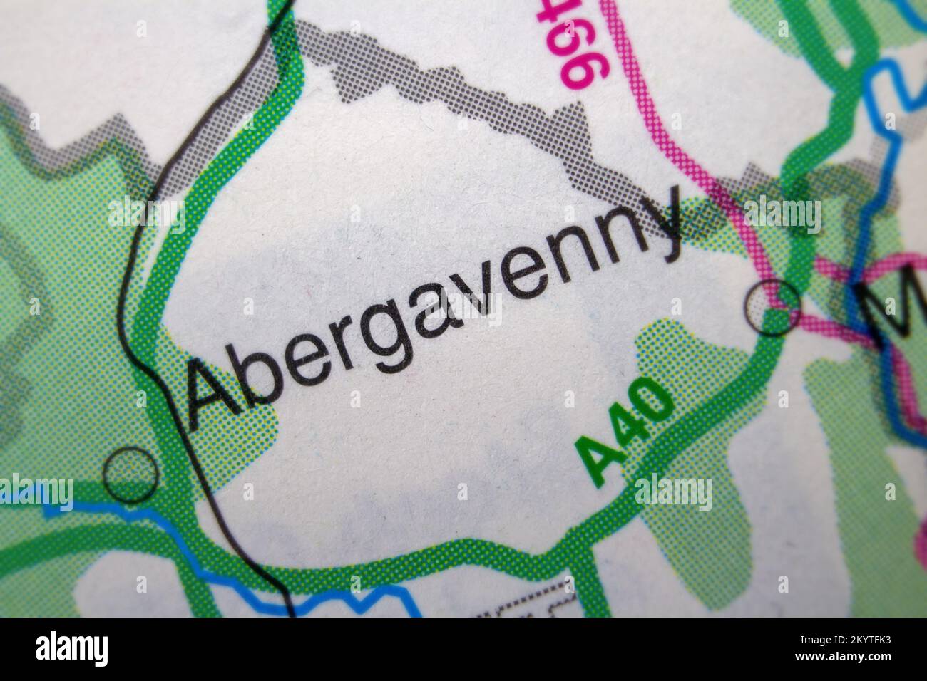 Abergavenny, United Kingdom atlas map town name Stock Photo Alamy