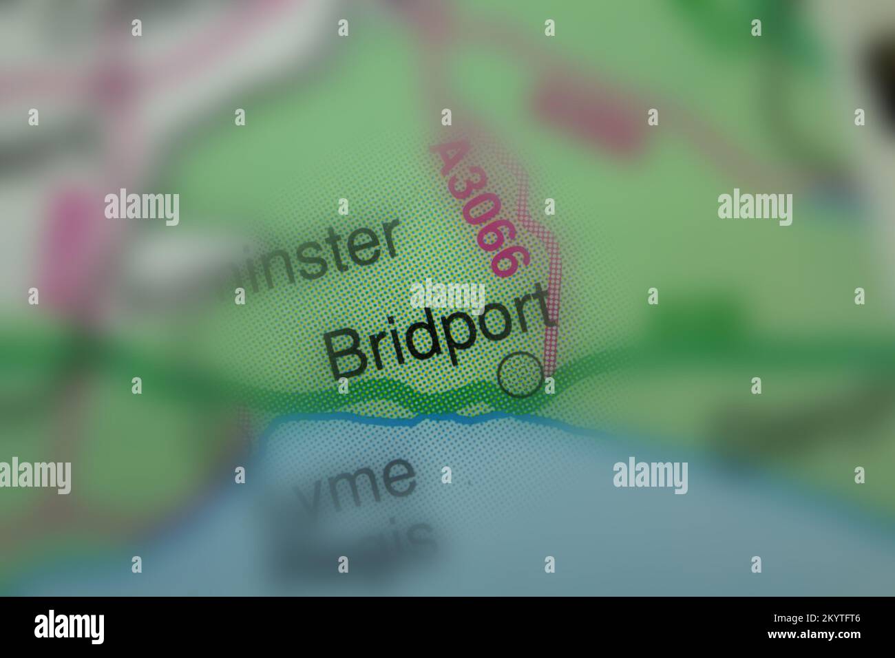 Bridport, United Kingdom atlas map town name tiltshift Stock Photo