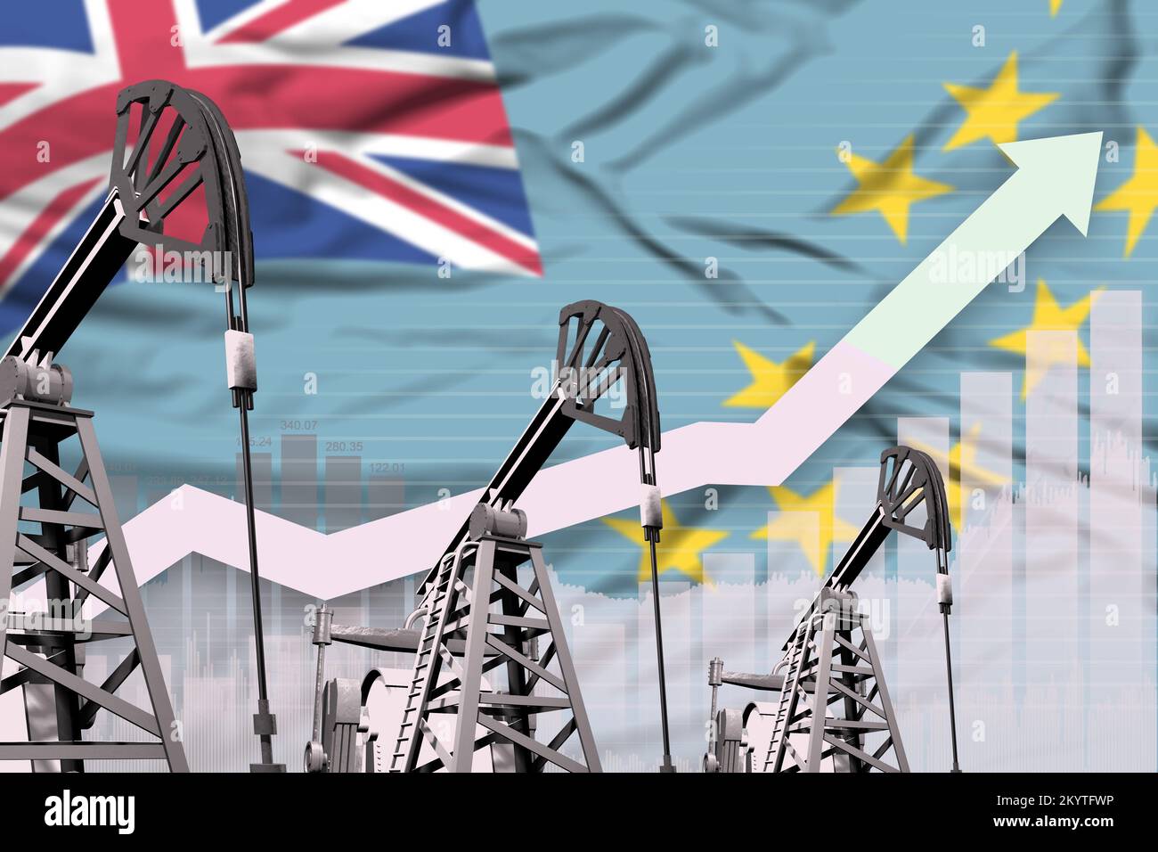 Tuvalu oil industry concept, industrial illustration - rising up chart ...