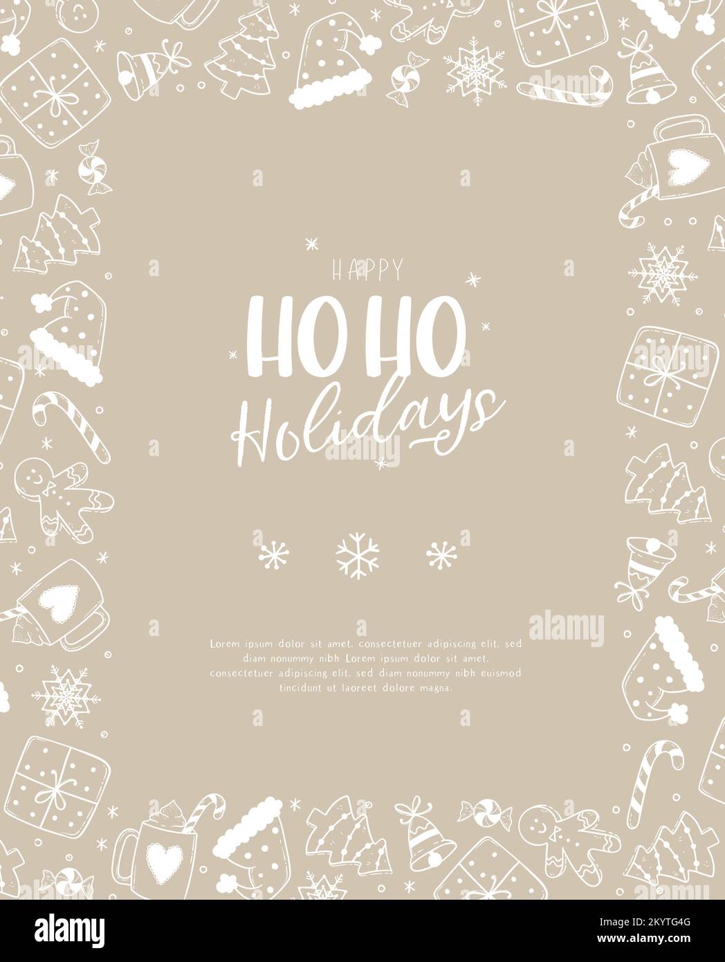 Beautiful christmas doodles template - hand drawn and detailed, great for christmas cards, invitations - vector surface design Stock Vector