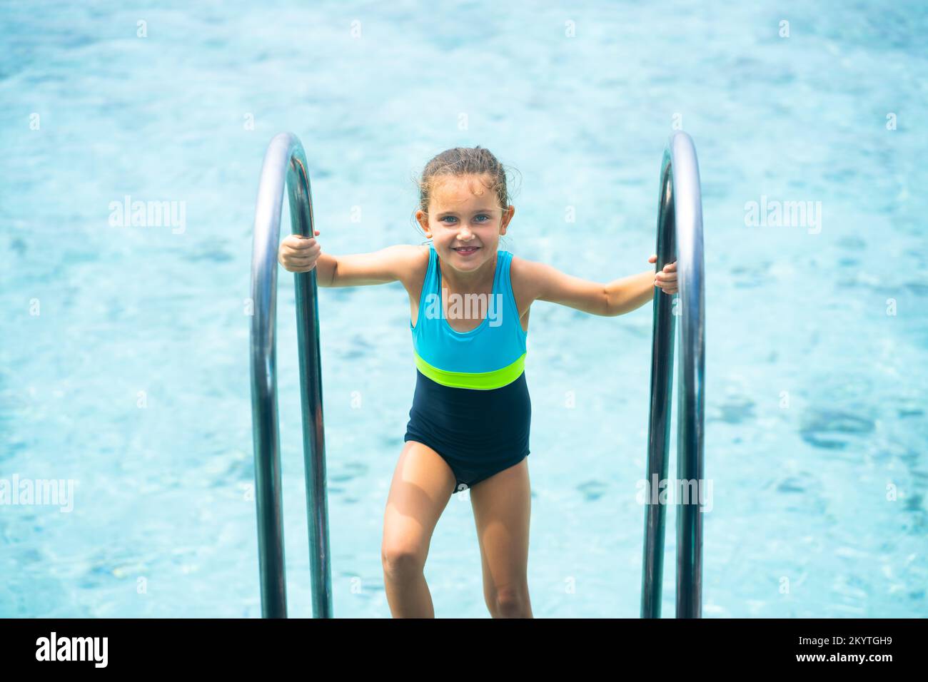 Tropical Travel And Swimming Sport. Ladder In Water Stock Photo