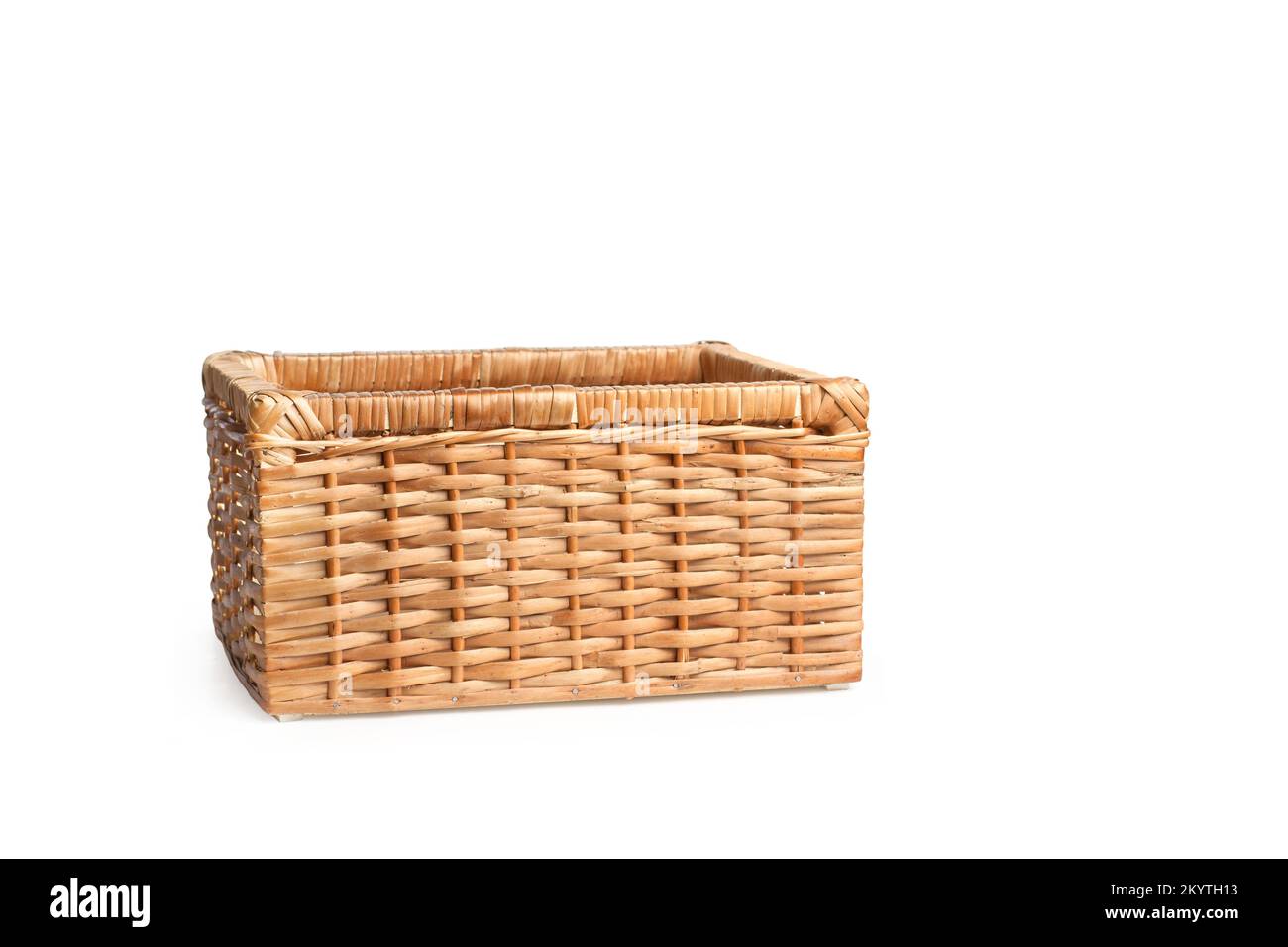 Wicker basket on a white background with copy space Stock Photo