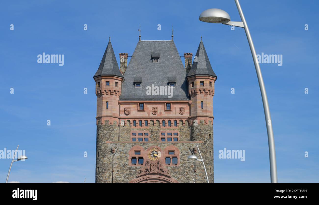 Nibelungenturm, Nibelungenbrücke, Worms, Rheinland-Pfalz, Deutschland Stock Photo