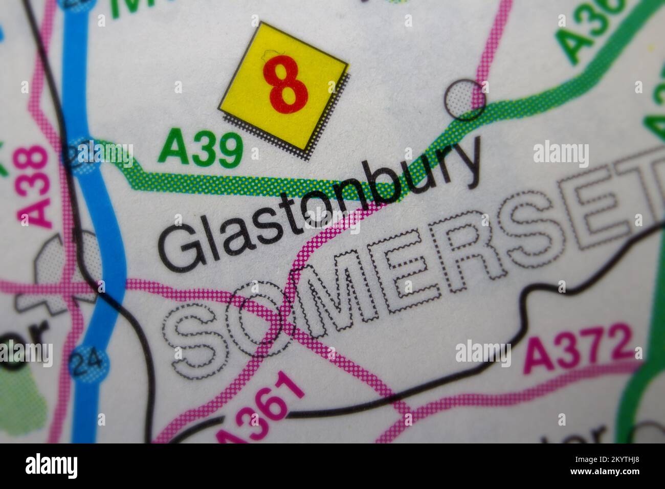 Glastonbury, United Kingdom atlas map town name Stock Photo Alamy