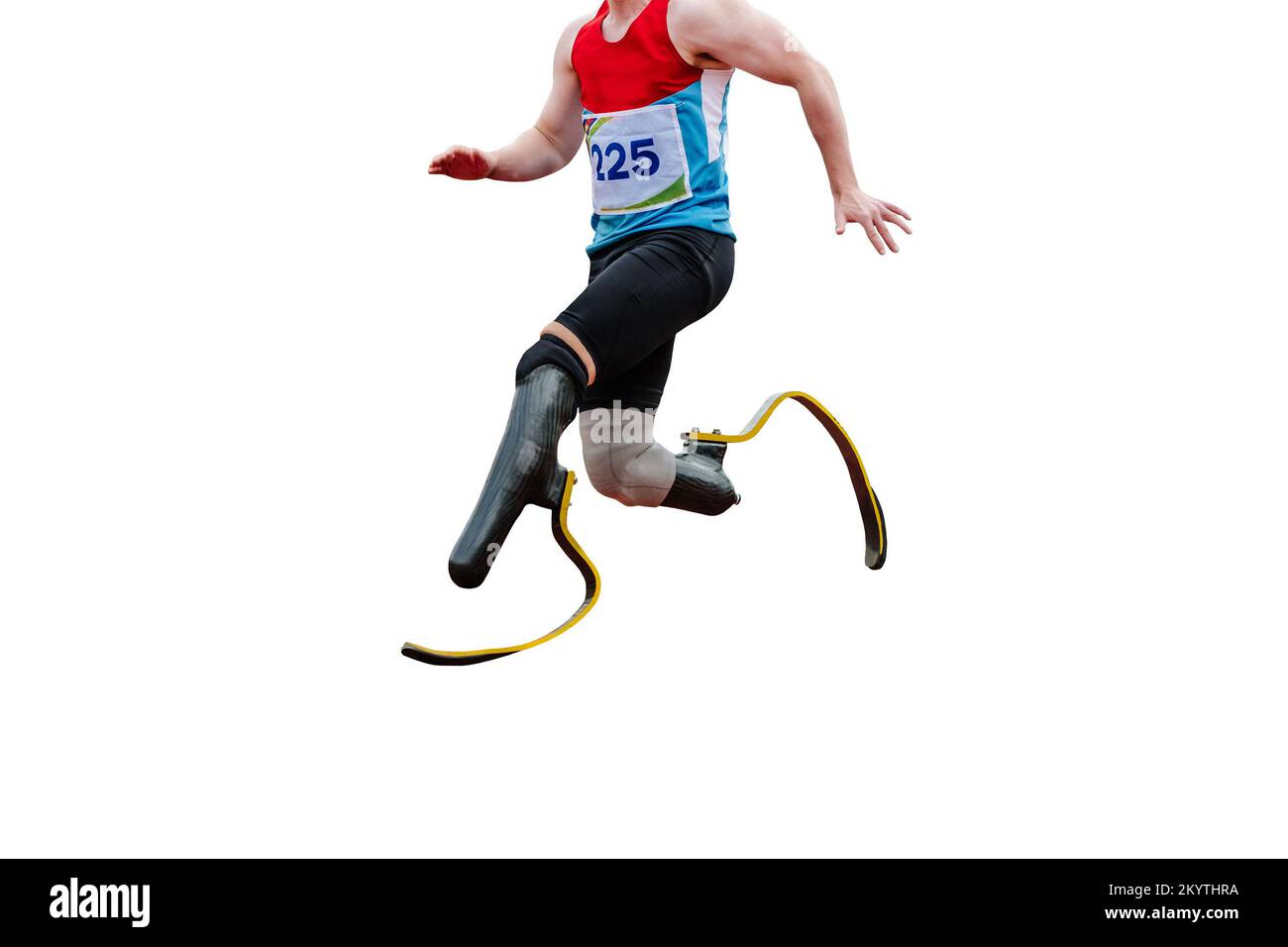 male runner paraathlete run on two prosthetics Stock Photo
