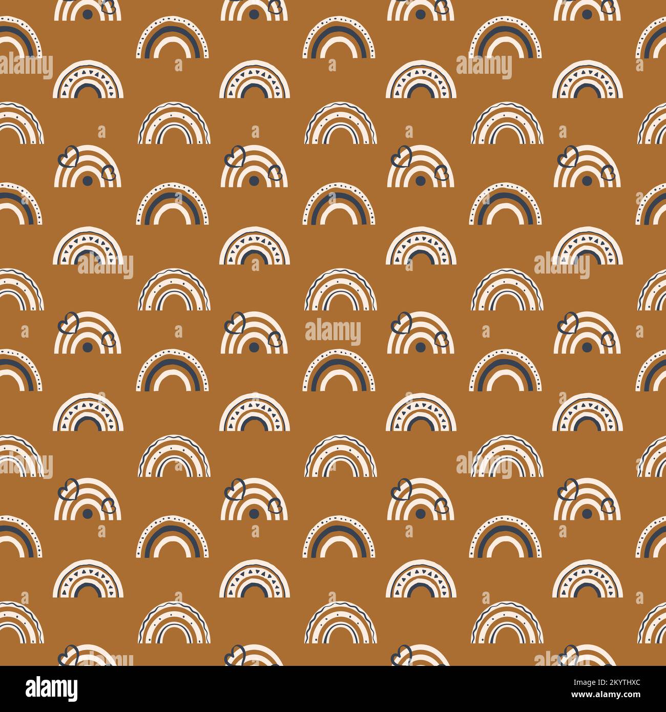 Seamless pattern with hand drawn boho rainbow Stock Vector