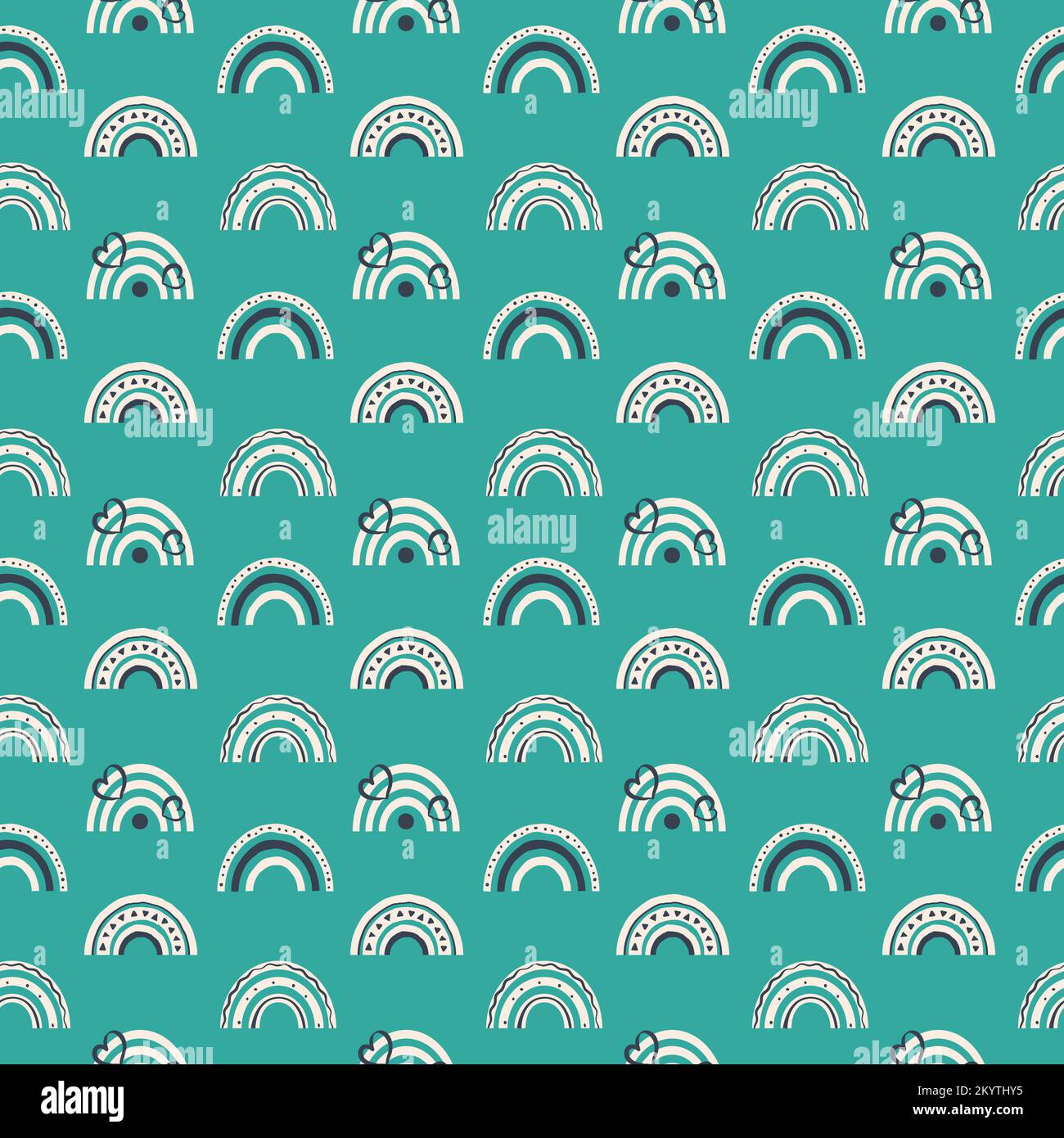 Seamless pattern with hand drawn boho rainbow Stock Vector